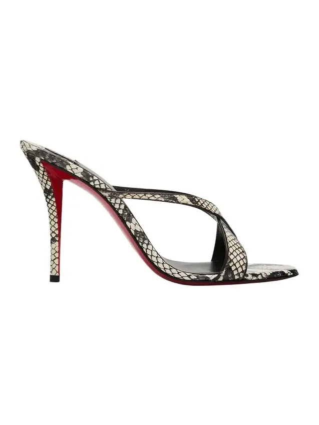 100mm Mulazee Crisscross Snake-Printed Leather Sandals 100mm Mulazee Crisscross Snake-Printed Leather Sandals