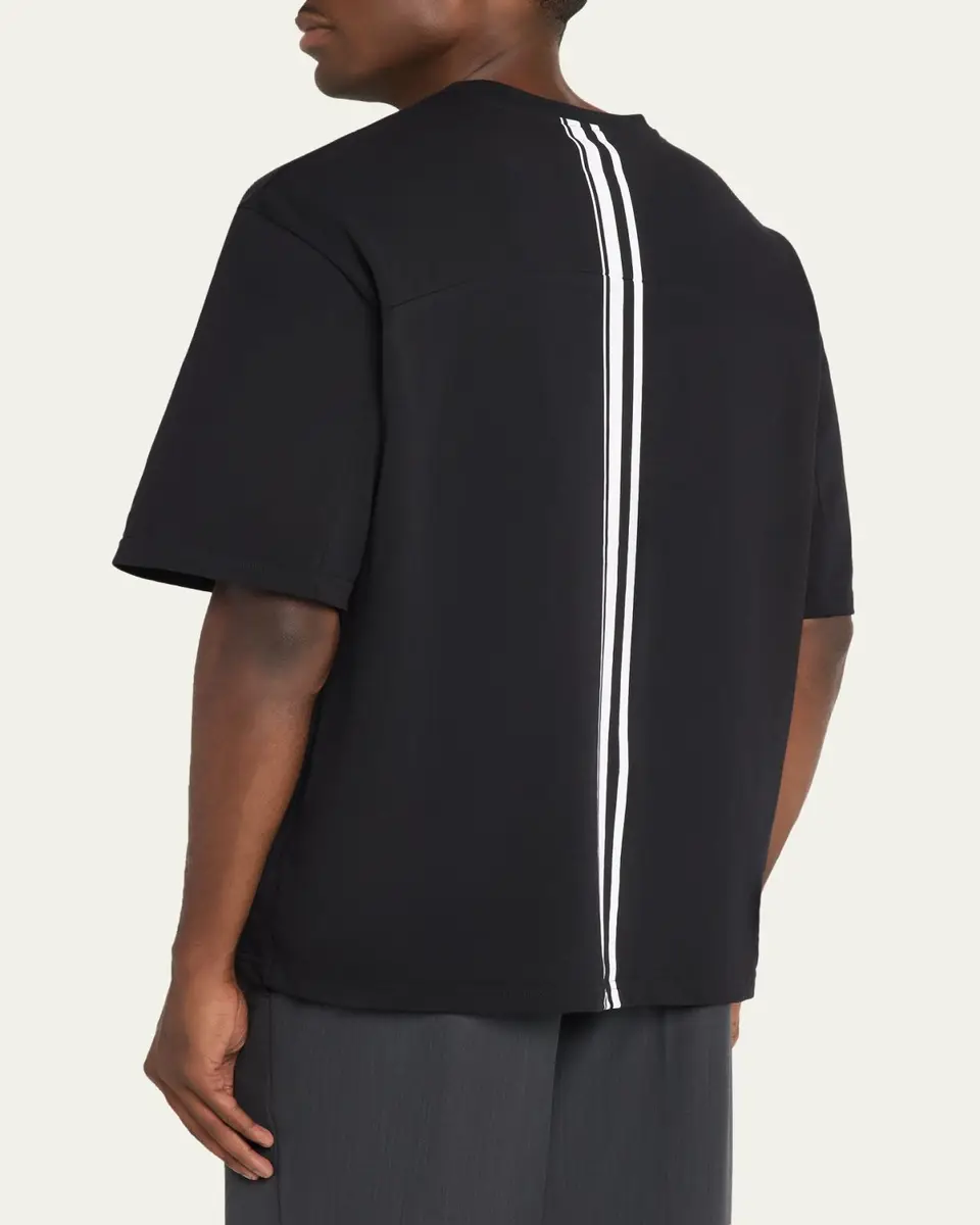 MORDECAI Men's Jersey Back-Stripe Oversized Crewneck T-Shirt | Thumbnail 3 MORDECAI Men's Jersey Back-Stripe Oversized Crewneck T-Shirt | Thumbnail 3