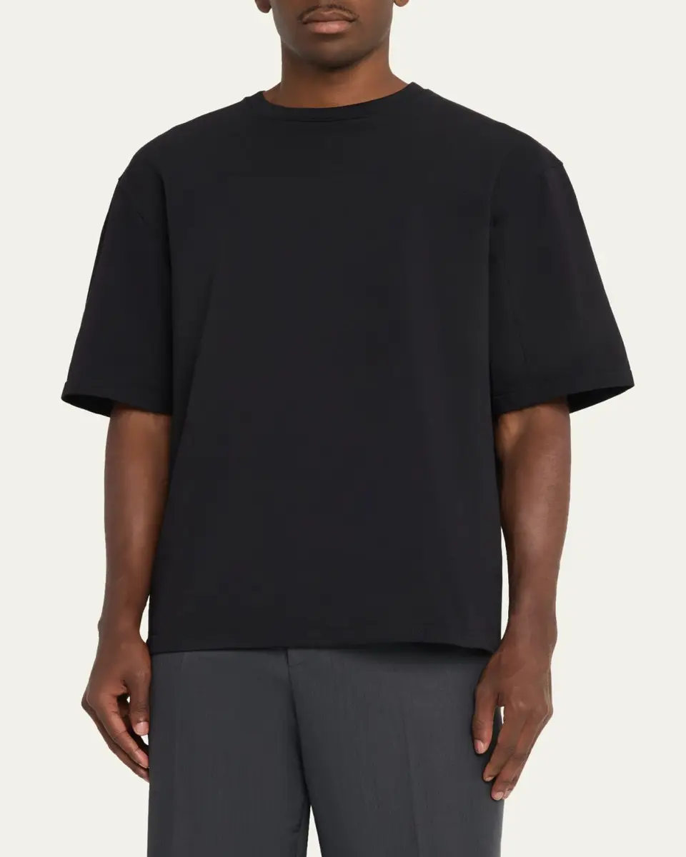 MORDECAI Men's Jersey Back-Stripe Oversized Crewneck T-Shirt | Thumbnail 4 MORDECAI Men's Jersey Back-Stripe Oversized Crewneck T-Shirt | Thumbnail 4