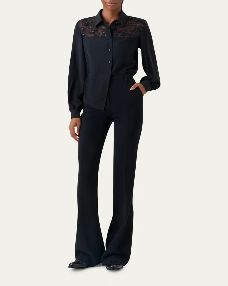 Akris Sequin Embellished Silk Crepe Blouse | Thumbnail 2 Akris Sequin Embellished Silk Crepe Blouse | Thumbnail 2