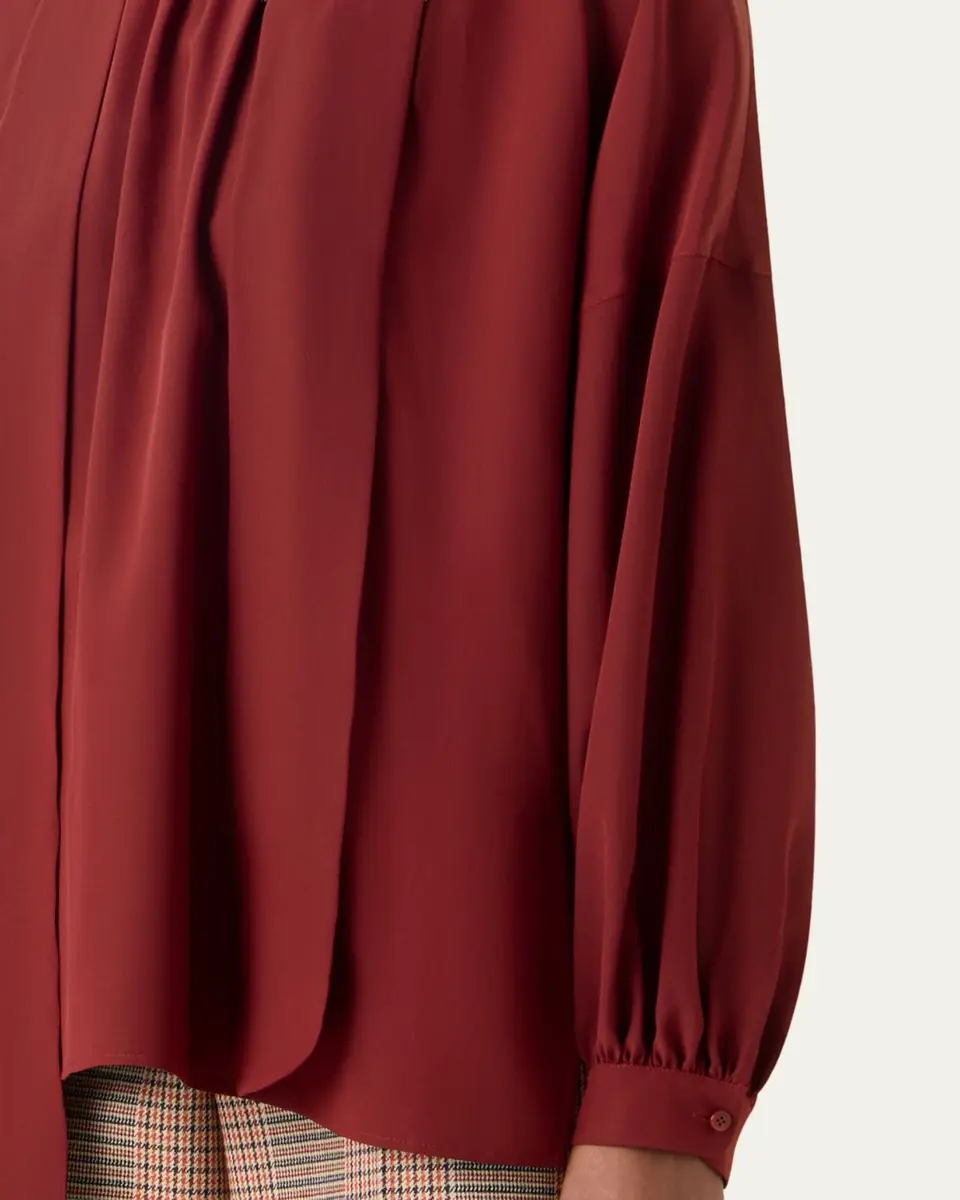 Akris punto Mock-Neck Bow Tie Silk Crepe De Chine Blouse | Thumbnail 5 Akris punto Mock-Neck Bow Tie Silk Crepe De Chine Blouse | Thumbnail 5