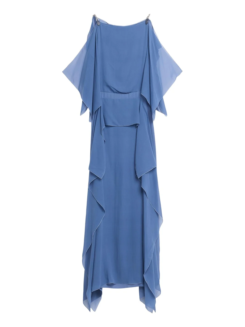Chain-Strap Silk Ruffle Maxi Dress Chain-Strap Silk Ruffle Maxi Dress