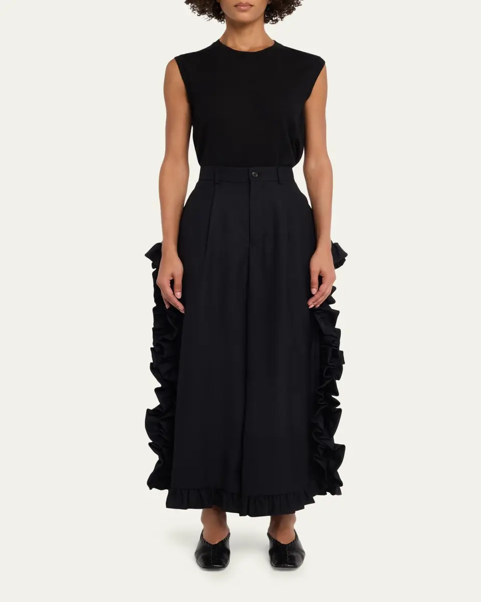 NOIR KEI NINOMIYA Ruffle Button-Side Wide-Leg Ankle Pants | Thumbnail 2