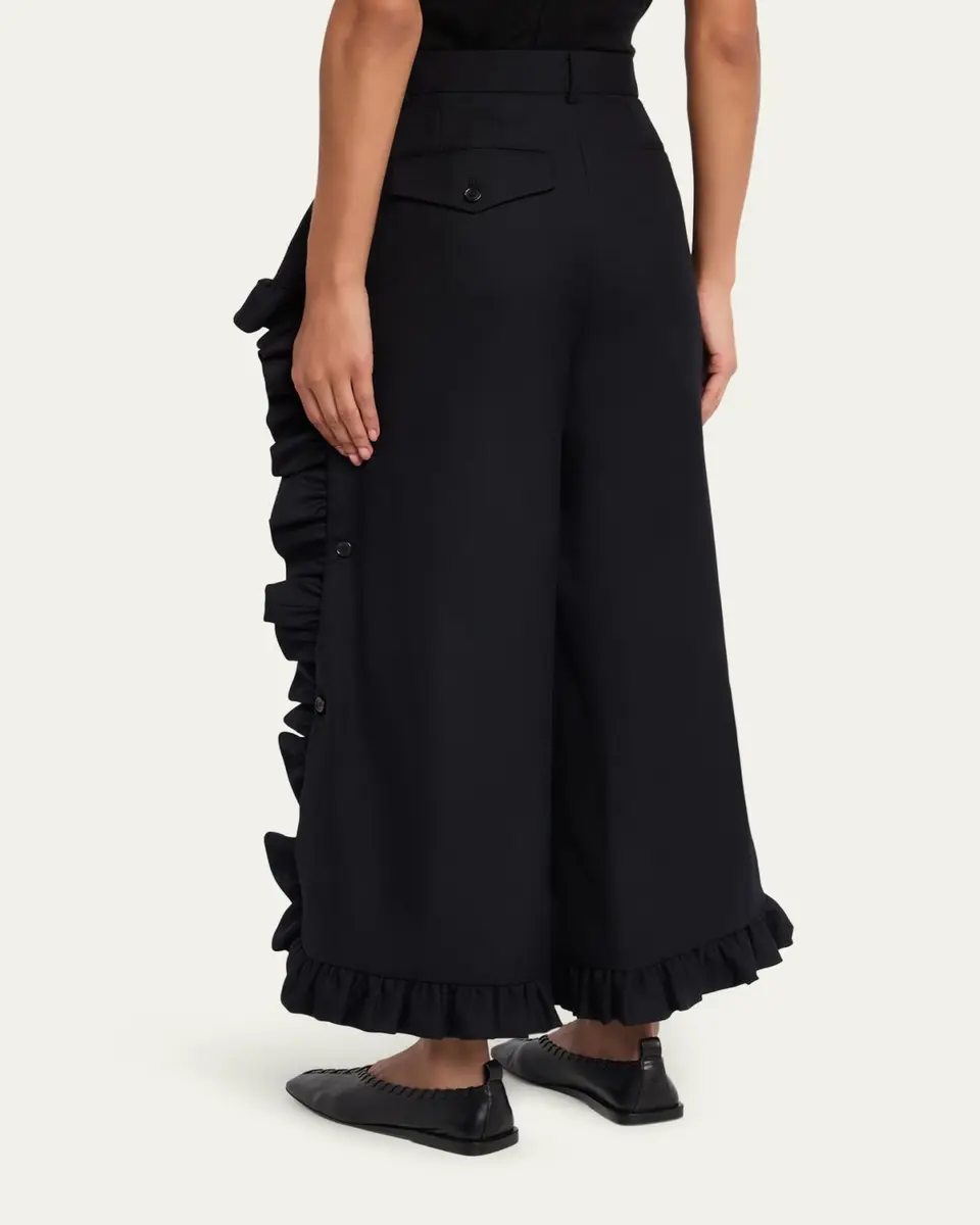 NOIR KEI NINOMIYA Ruffle Button-Side Wide-Leg Ankle Pants | Thumbnail 3