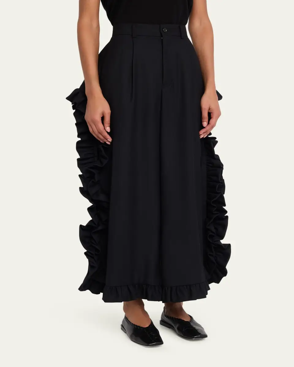NOIR KEI NINOMIYA Ruffle Button-Side Wide-Leg Ankle Pants | Thumbnail 4