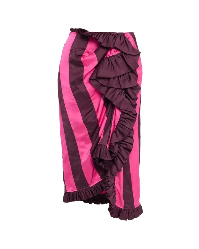 Sina Paneled Satin Ruffle Midi Skirt Sina Paneled Satin Ruffle Midi Skirt