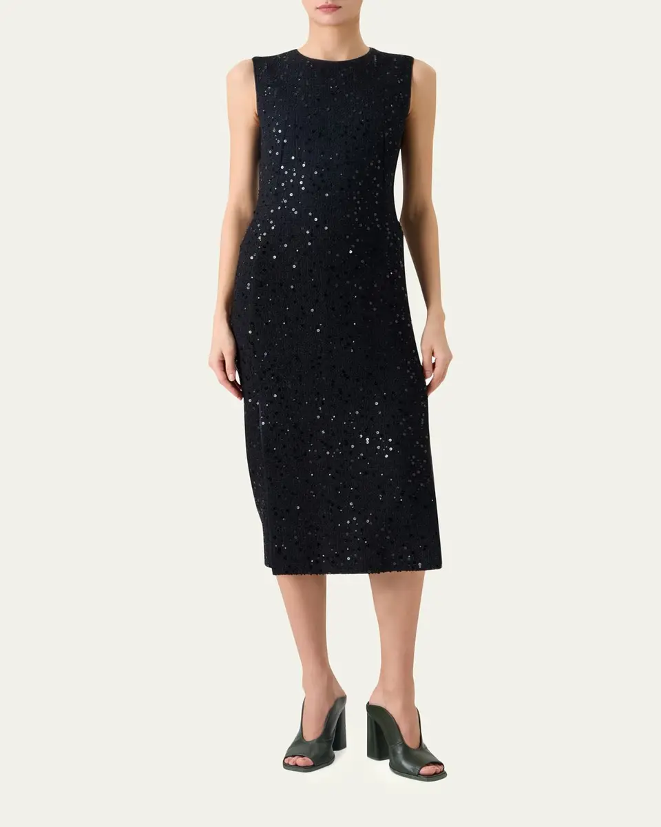 Akris Sequined Tweed Midi Sheath Dress | Thumbnail 2 Akris Sequined Tweed Midi Sheath Dress | Thumbnail 2