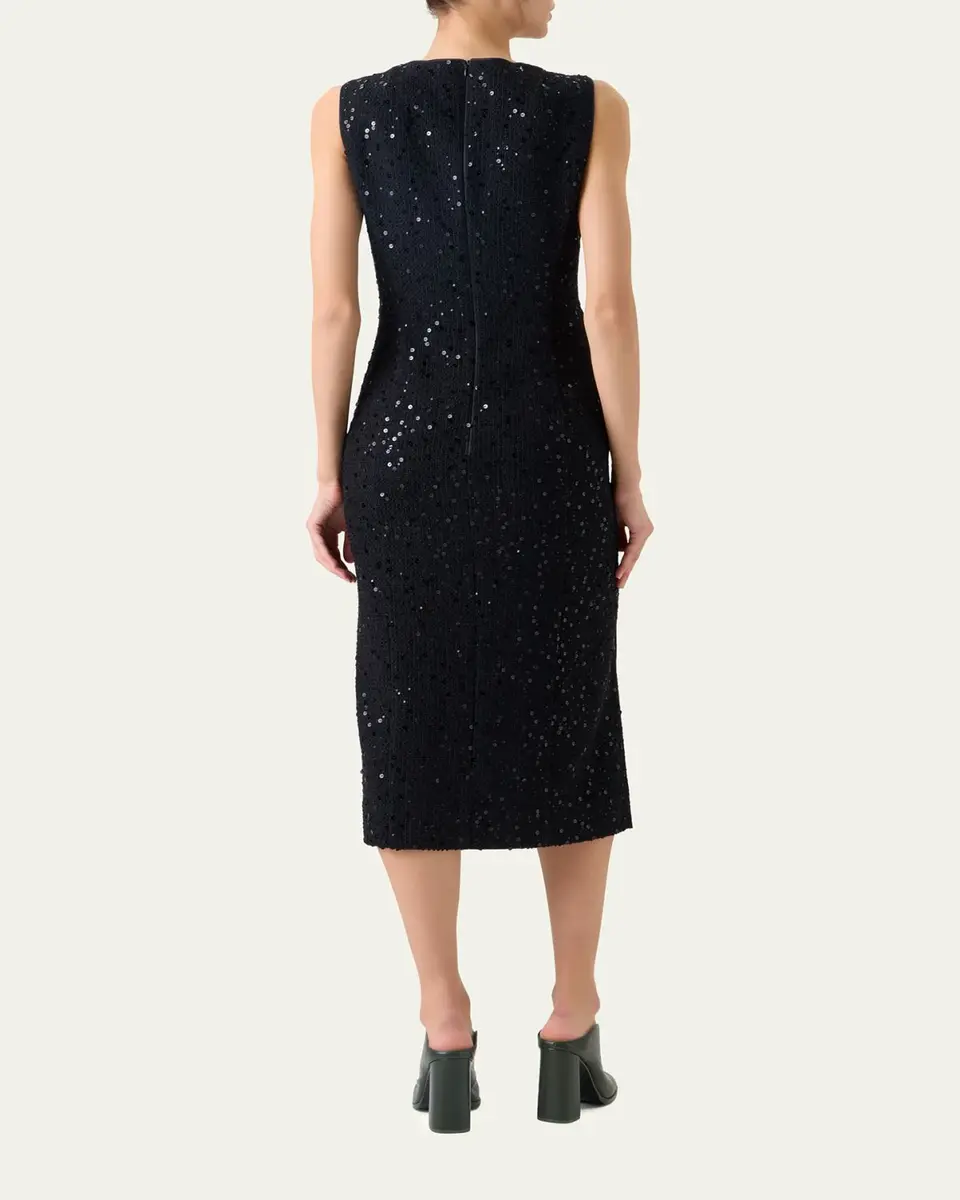 Akris Sequined Tweed Midi Sheath Dress | Thumbnail 3 Akris Sequined Tweed Midi Sheath Dress | Thumbnail 3