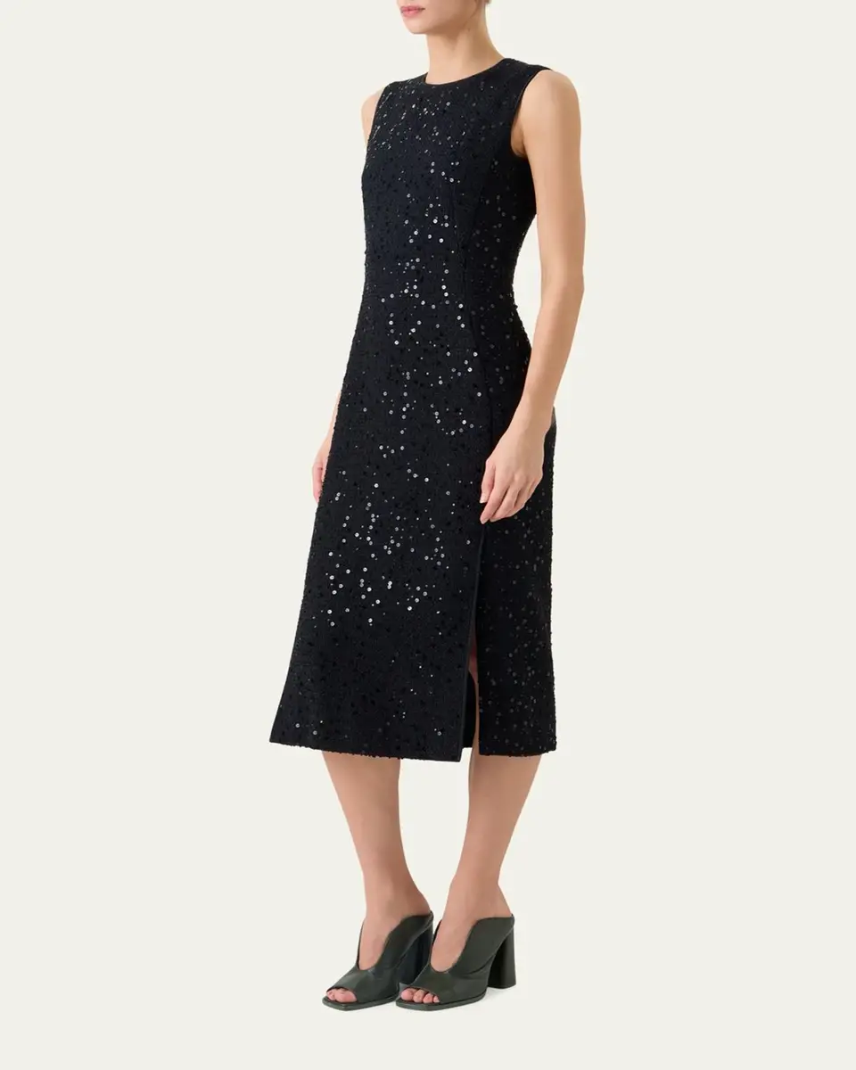 Akris Sequined Tweed Midi Sheath Dress | Thumbnail 4 Akris Sequined Tweed Midi Sheath Dress | Thumbnail 4