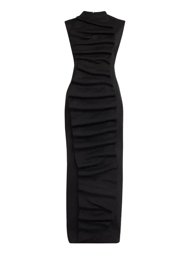 A.W.A.K.E. MODE Ruffled Bib Maxi Dress