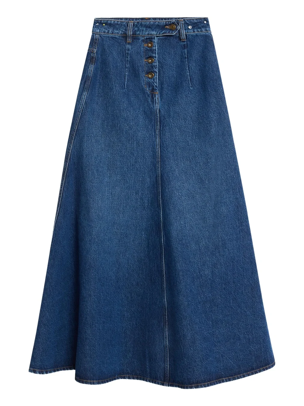 Cut-Out Denim Maxi Skirt