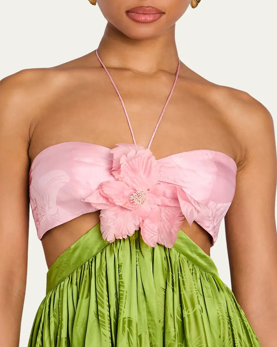 Retrofête Prudy Floral Cut-Out Satin Halter Dress | Thumbnail 5 Retrofête Prudy Floral Cut-Out Satin Halter Dress | Thumbnail 5