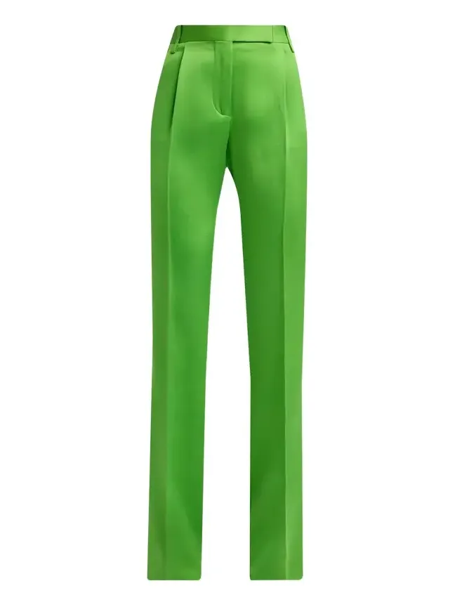 Tom Ford Pleated Silk Straight-Leg Trousers