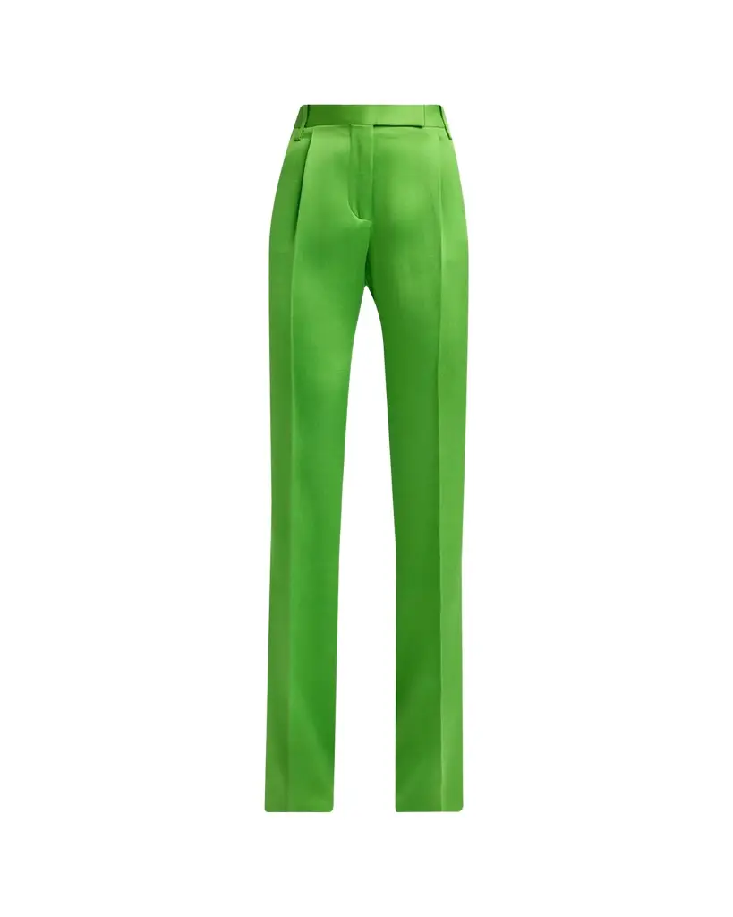 Tom Ford Pleated Silk Straight-Leg Trousers | Image 1 Tom Ford Pleated Silk Straight-Leg Trousers | Image 1