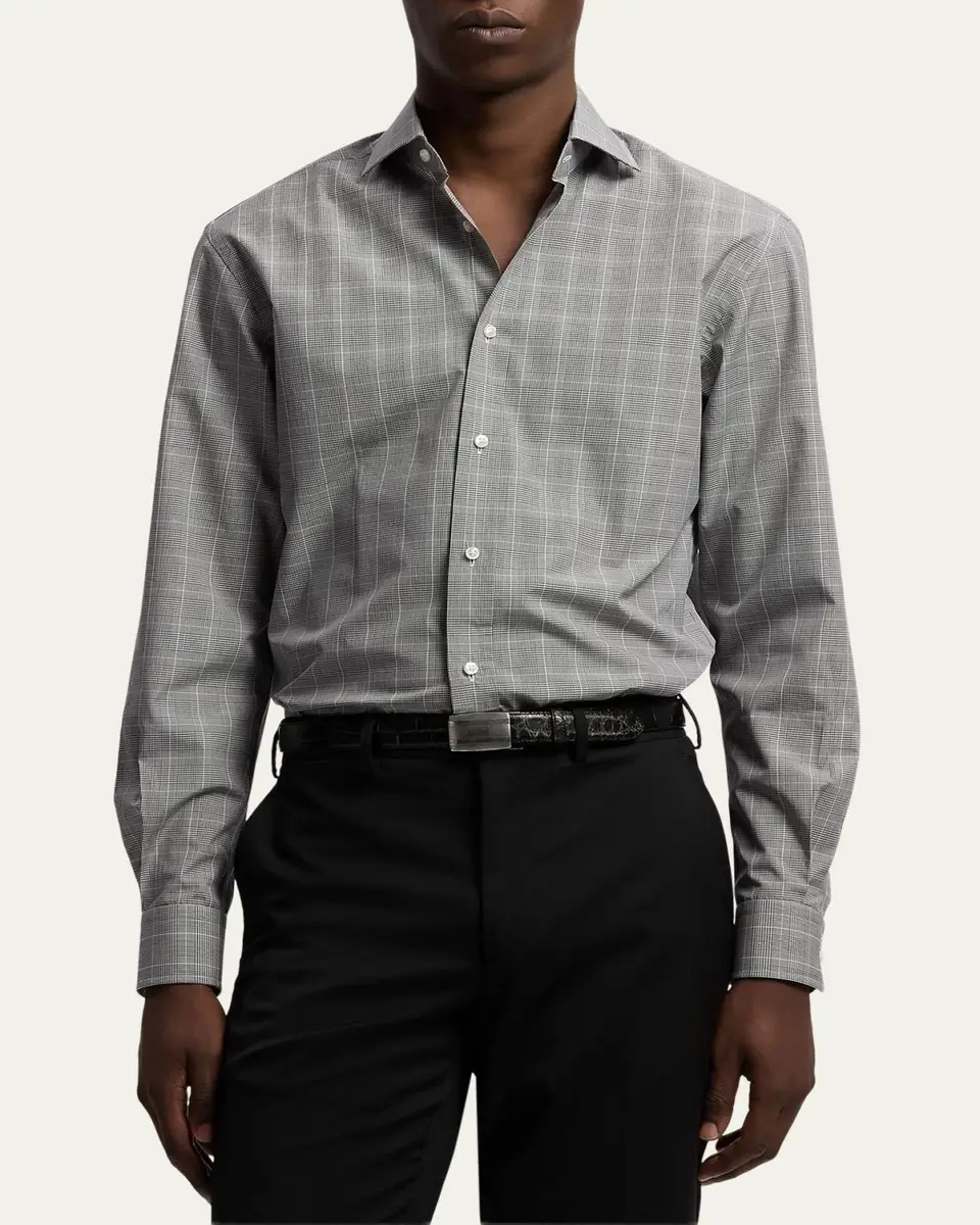 Ralph Lauren Purple Label Men's Glen Plaid Twill Classic-Fit Shirt | Thumbnail 4
