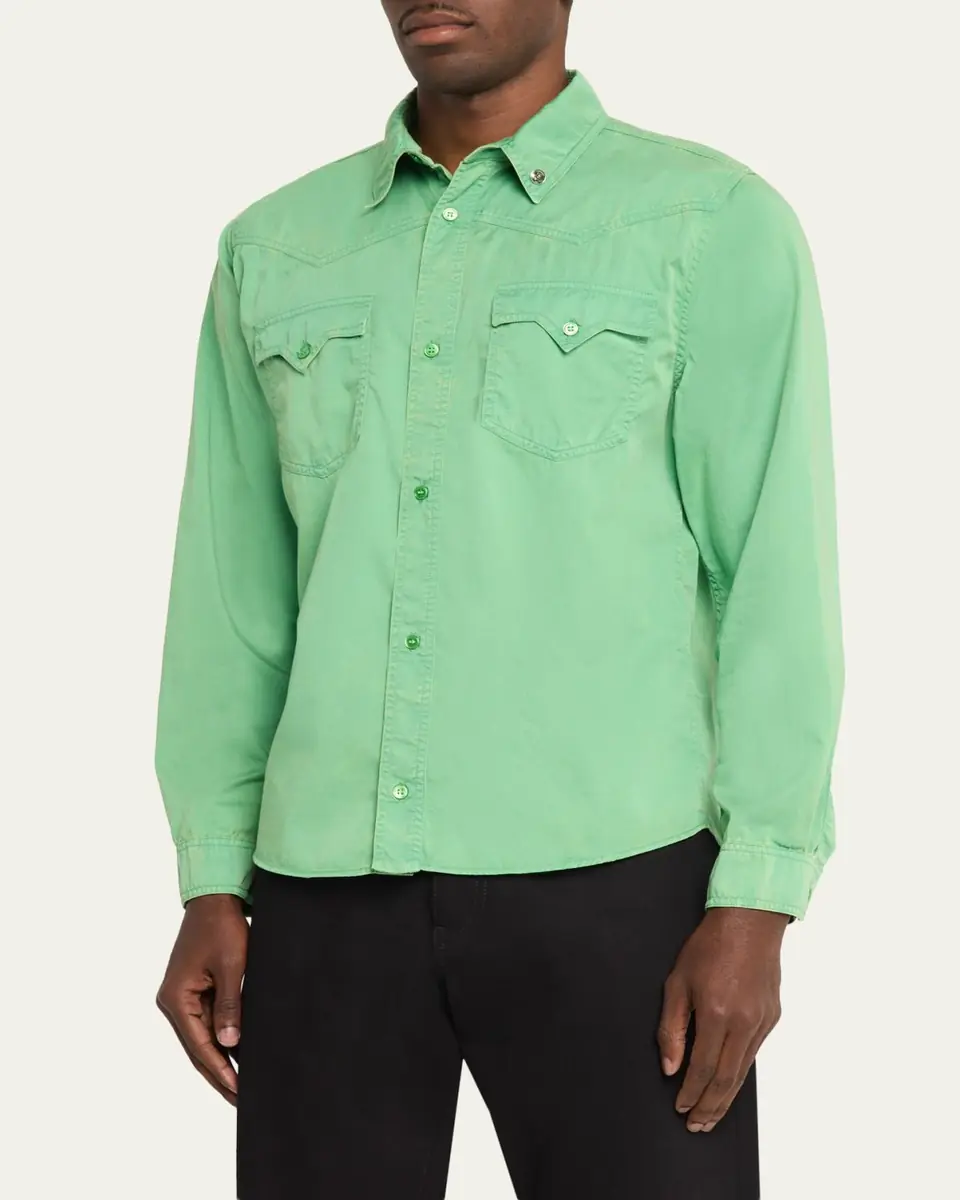 Versace Men's Medusa-Coin Cotton Western Shirt | Thumbnail 4