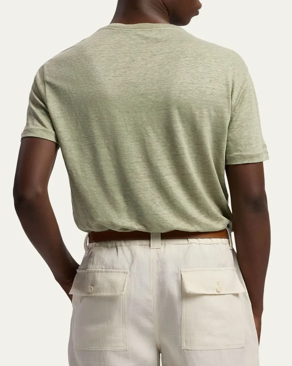 Ralph Lauren Purple Label Men's Linen Jersey Pocket T-Shirt | Thumbnail 3 Ralph Lauren Purple Label Men's Linen Jersey Pocket T-Shirt | Thumbnail 3