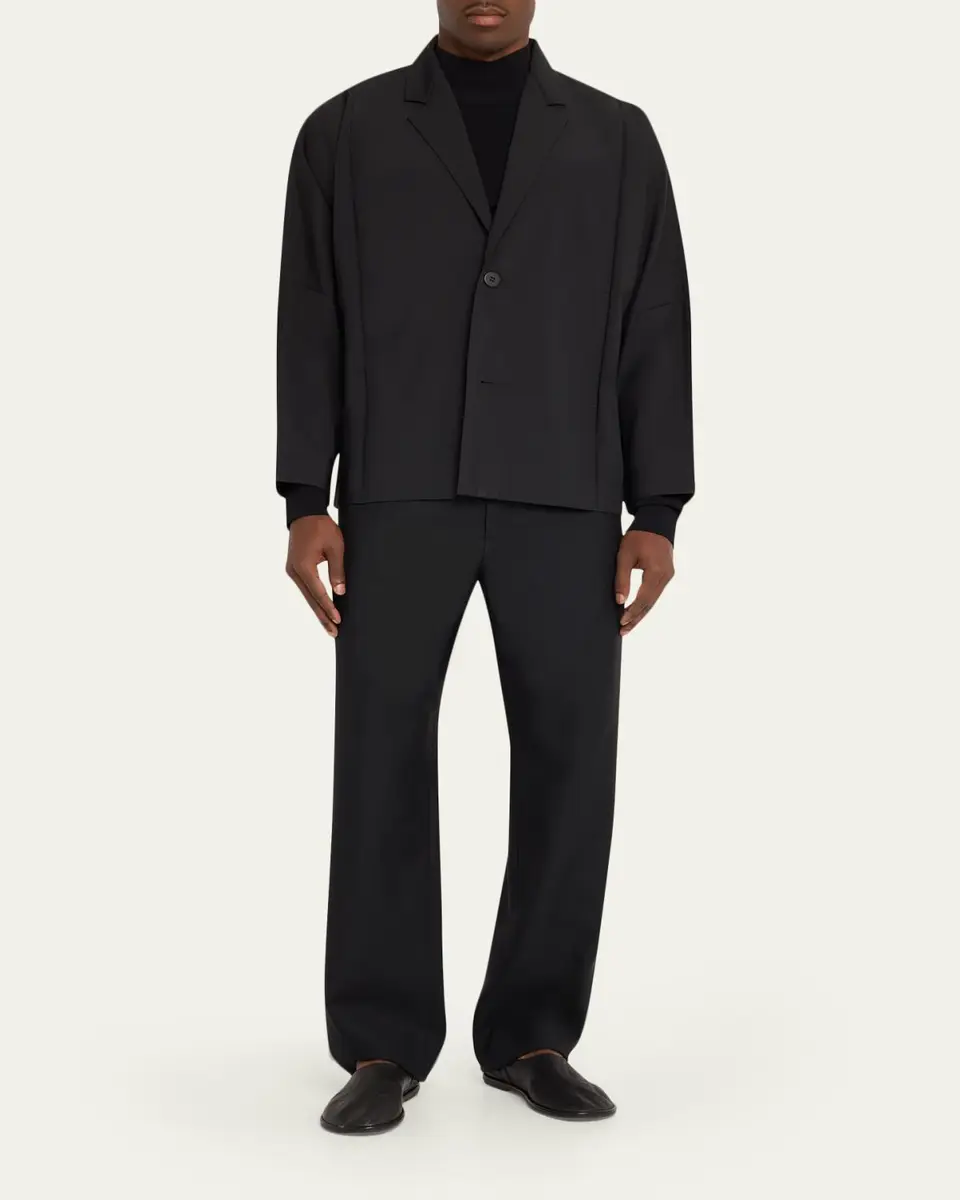 IM MEN Men's Black Flat Loose Fit Jacket | Thumbnail 2 IM MEN Men's Black Flat Loose Fit Jacket | Thumbnail 2