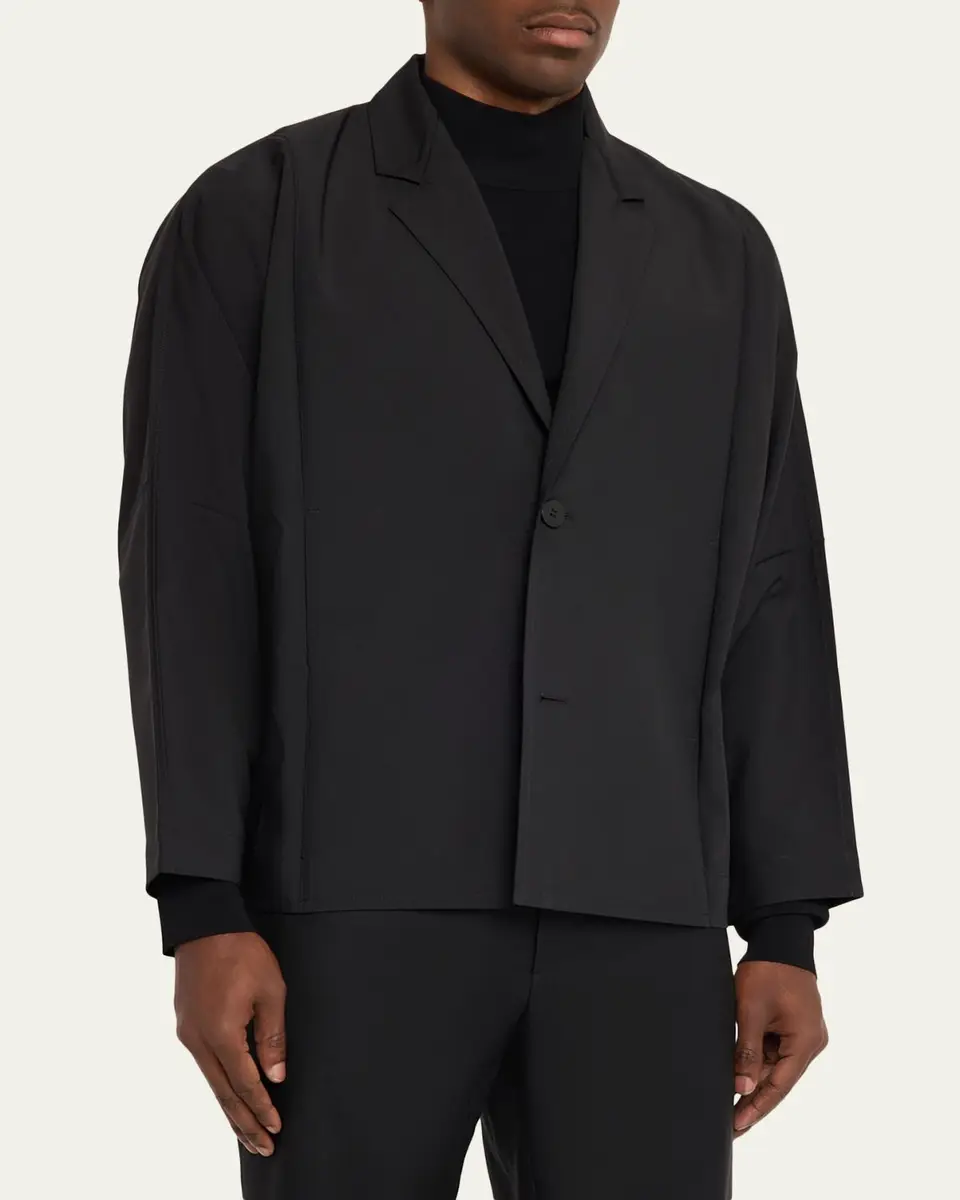 IM MEN Men's Black Flat Loose Fit Jacket | Thumbnail 4 IM MEN Men's Black Flat Loose Fit Jacket | Thumbnail 4