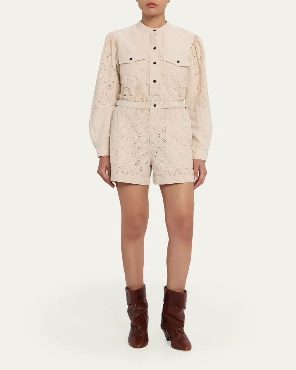 Etoile Isabel Marant Kisha Eyelet-Embroidered Twill Shorts | Thumbnail 2 Etoile Isabel Marant Kisha Eyelet-Embroidered Twill Shorts | Thumbnail 2