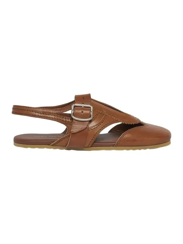 Cutout Leather Slingback Flats