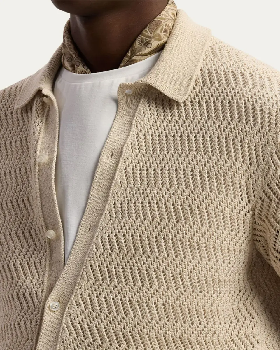 Ralph Lauren Purple Label Men's Textured Cotton Short-Sleeve Cardigan | Thumbnail 5 Ralph Lauren Purple Label Men's Textured Cotton Short-Sleeve Cardigan | Thumbnail 5