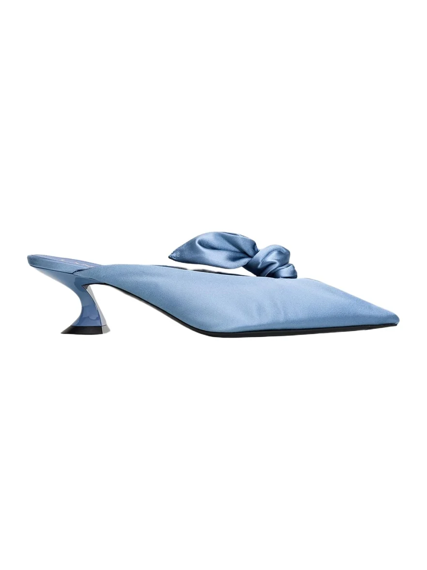 Lanvin 50mm Satin Bow Mule Pumps