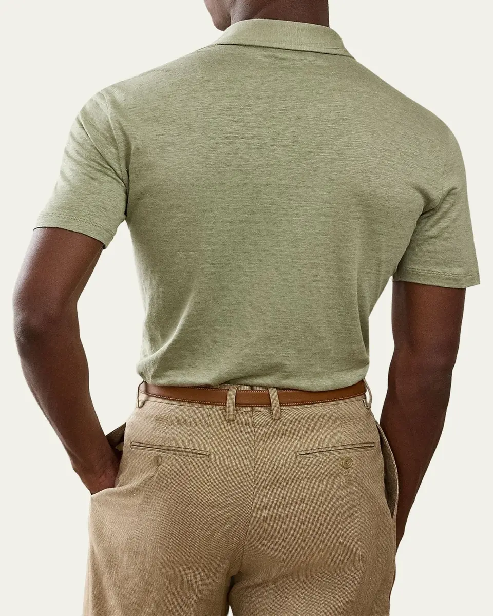 Ralph Lauren Purple Label Men's Linen Jersey Polo Shirt | Thumbnail 3 Ralph Lauren Purple Label Men's Linen Jersey Polo Shirt | Thumbnail 3