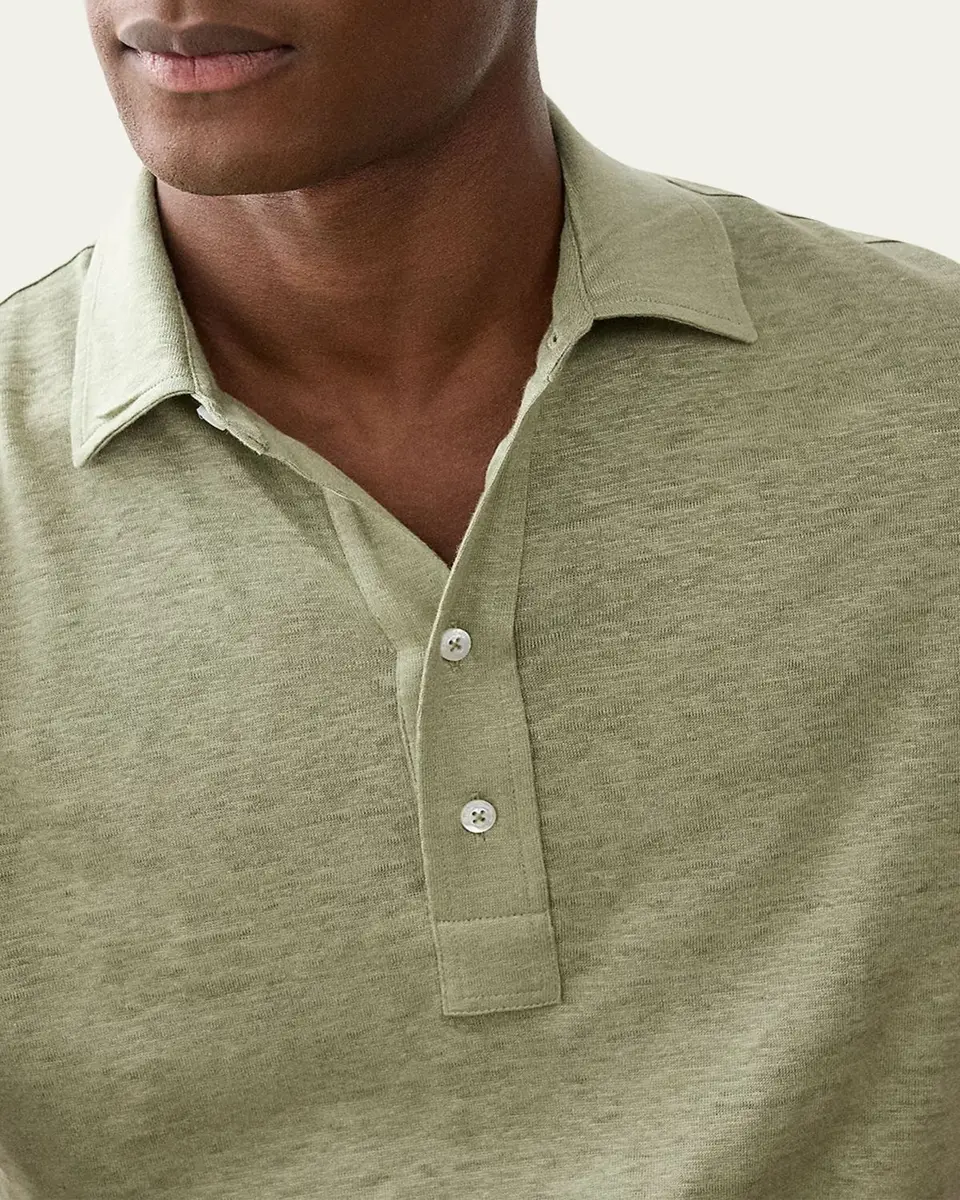 Ralph Lauren Purple Label Men's Linen Jersey Polo Shirt | Thumbnail 4 Ralph Lauren Purple Label Men's Linen Jersey Polo Shirt | Thumbnail 4