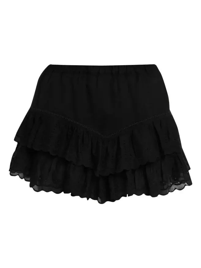 Jocadia Embroidered Tiered Mini Skirt