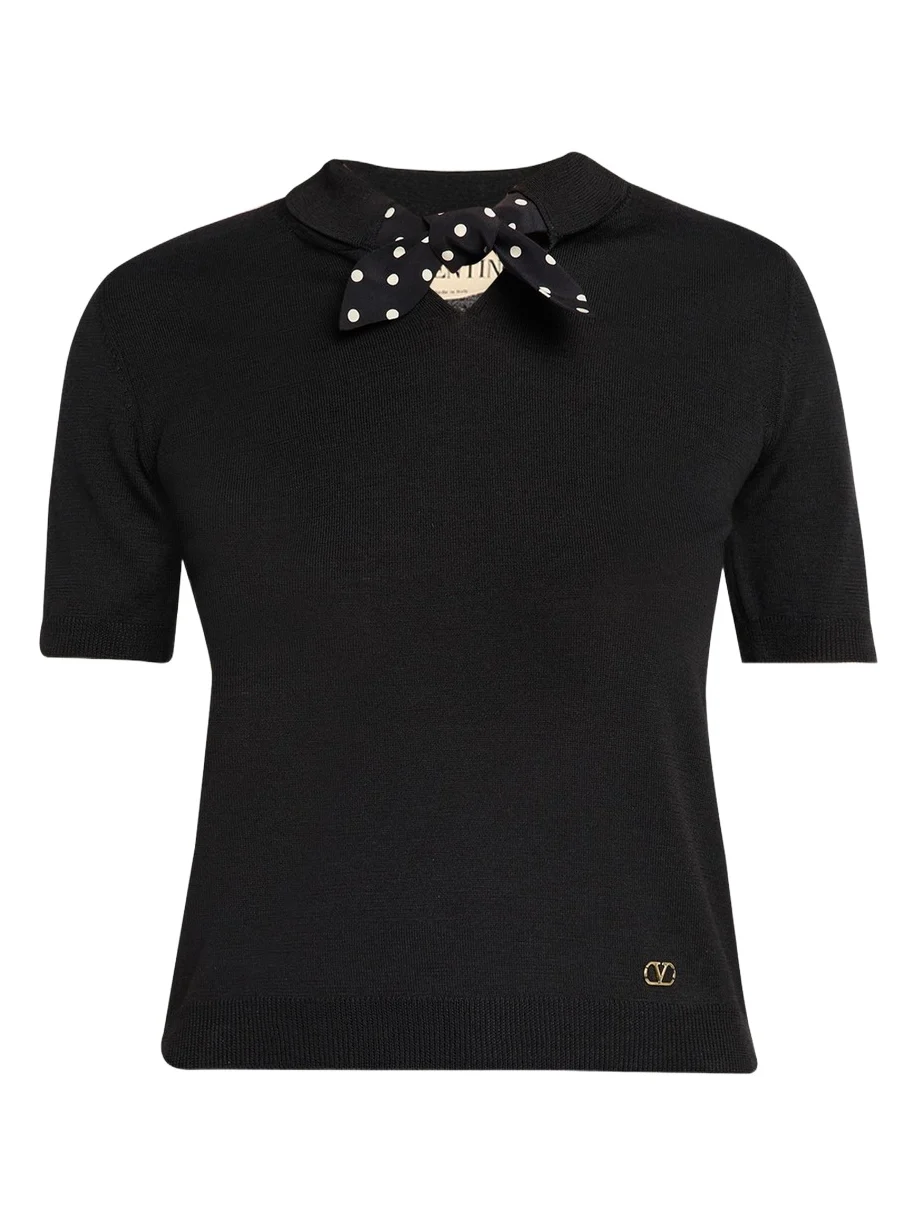 Valentino Garavani Polka Dot Bow Wool Knit Sweater