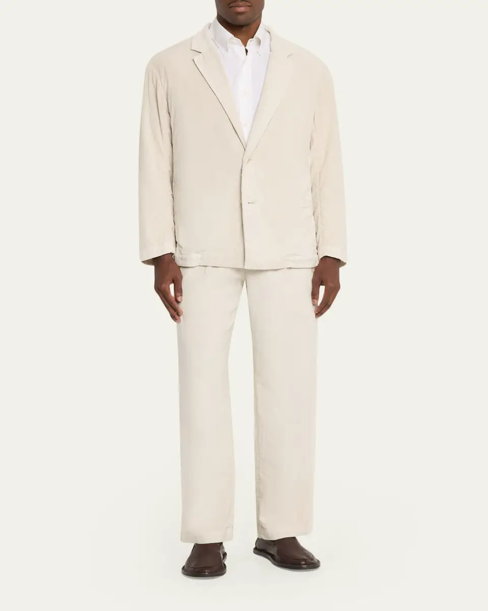 IM MEN Men's Cotton Pigment Pleated Straight-Leg Trousers | Thumbnail 2