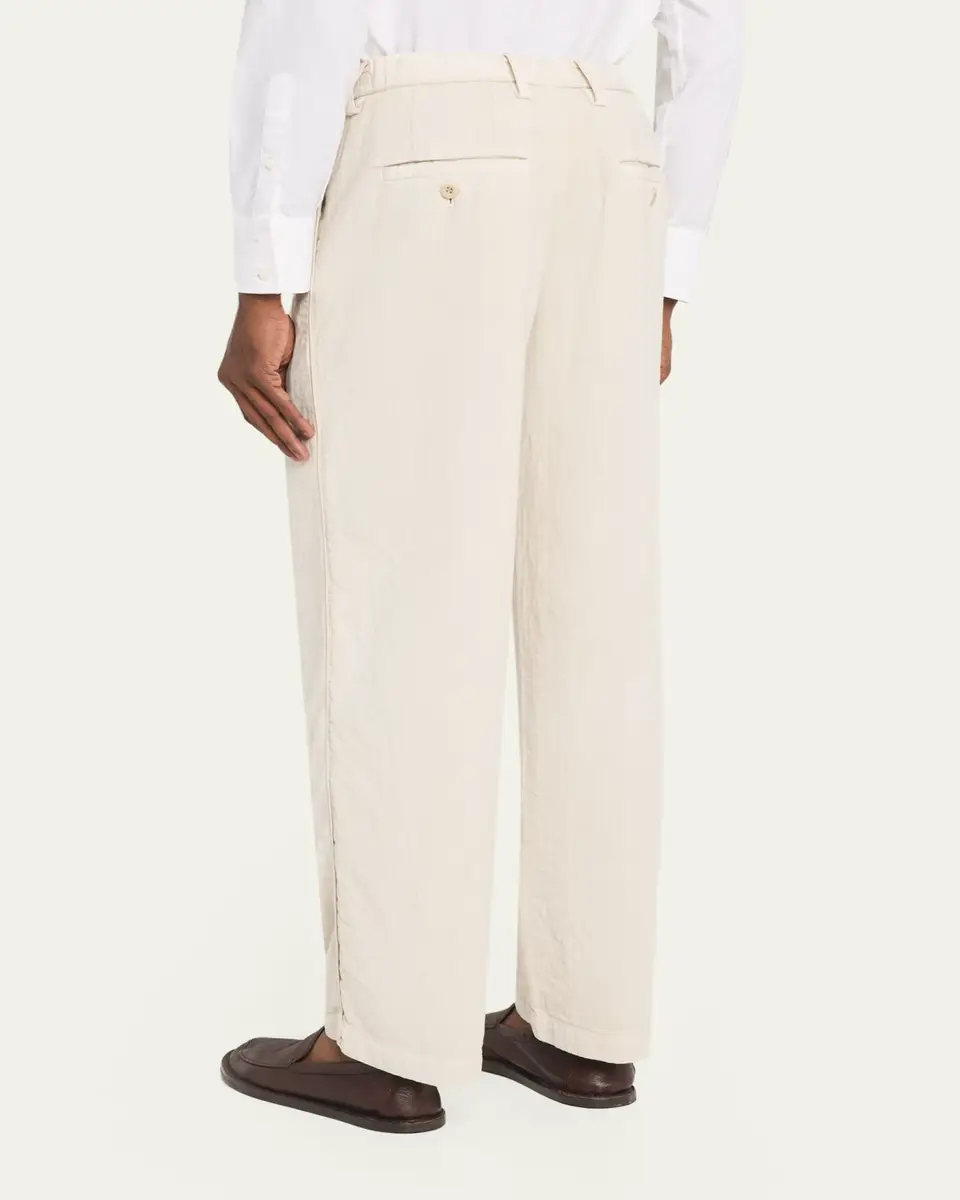 IM MEN Men's Cotton Pigment Pleated Straight-Leg Trousers | Thumbnail 3