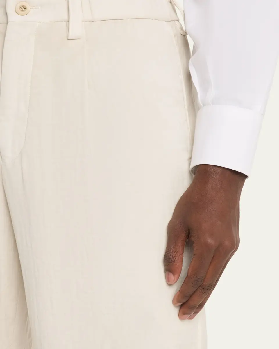 IM MEN Men's Cotton Pigment Pleated Straight-Leg Trousers | Thumbnail 5