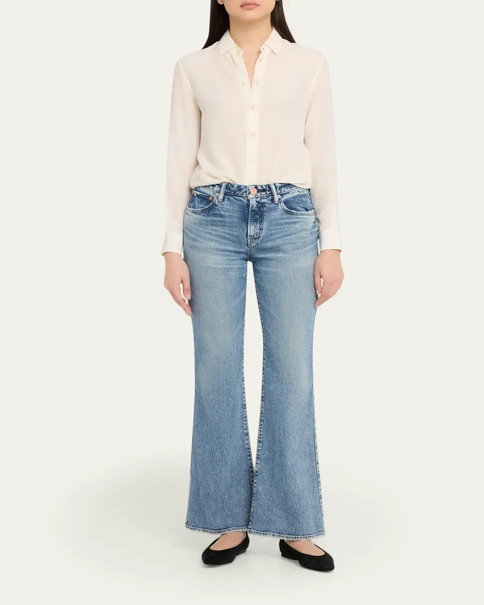 Moussy Vintage Washed Denim Mid-Rise Flared Jeans | Thumbnail 2 Moussy Vintage Washed Denim Mid-Rise Flared Jeans | Thumbnail 2
