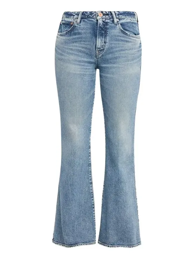 Washed Denim Mid-Rise Flared Jeans Washed Denim Mid-Rise Flared Jeans