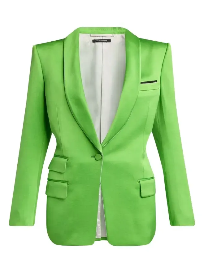 Single-Breasted Silk-Wool Blazer Jacket Single-Breasted Silk-Wool Blazer Jacket