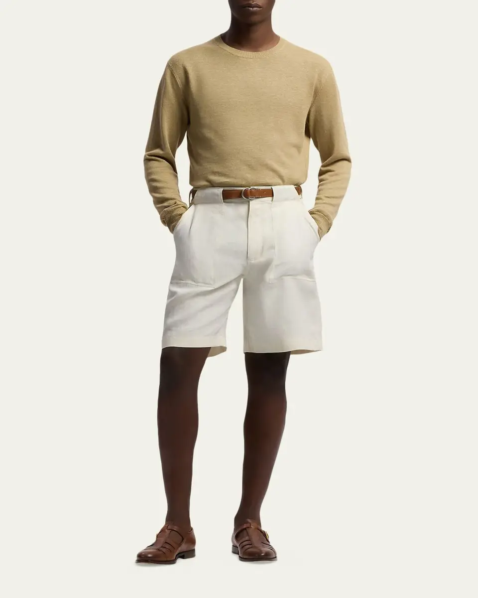 Ralph Lauren Purple Label Men's Linen-Blend Crewneck Sweater | Thumbnail 2 Ralph Lauren Purple Label Men's Linen-Blend Crewneck Sweater | Thumbnail 2