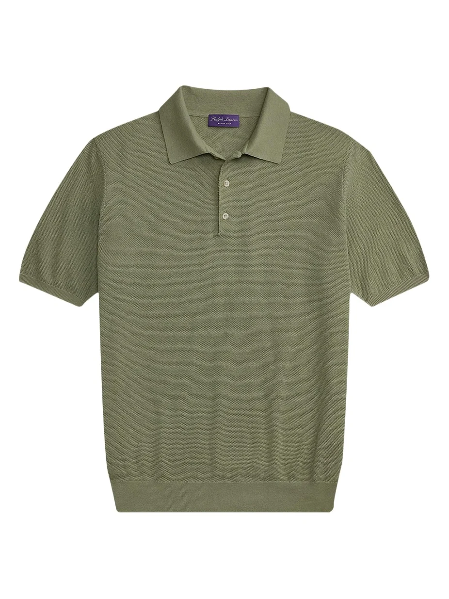Men's Silk-Blend Short-Sleeve Polo Sweater Men's Silk-Blend Short-Sleeve Polo Sweater