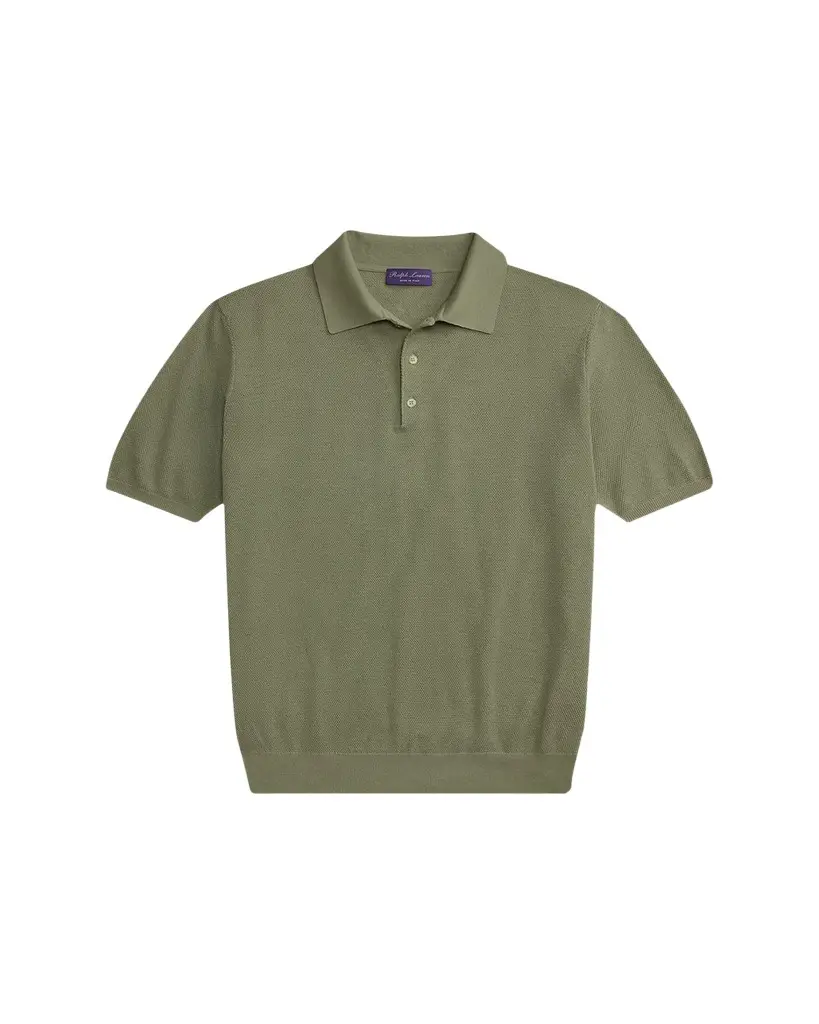 Ralph Lauren Purple Label Men's Silk-Blend Short-Sleeve Polo Sweater | Image 1 Ralph Lauren Purple Label Men's Silk-Blend Short-Sleeve Polo Sweater | Image 1
