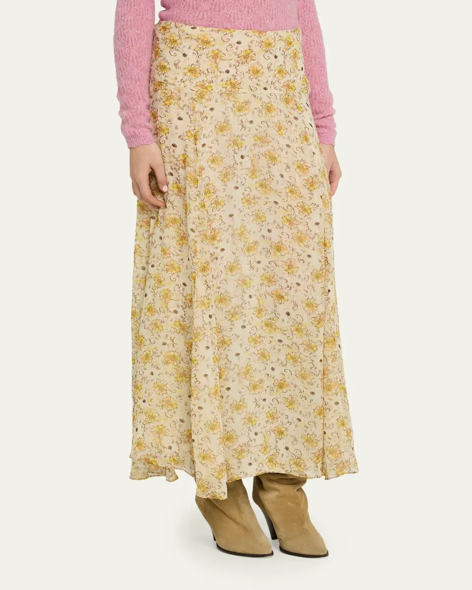 Etoile Isabel Marant Fran Floral Georgette Maxi Skirt | Thumbnail 4