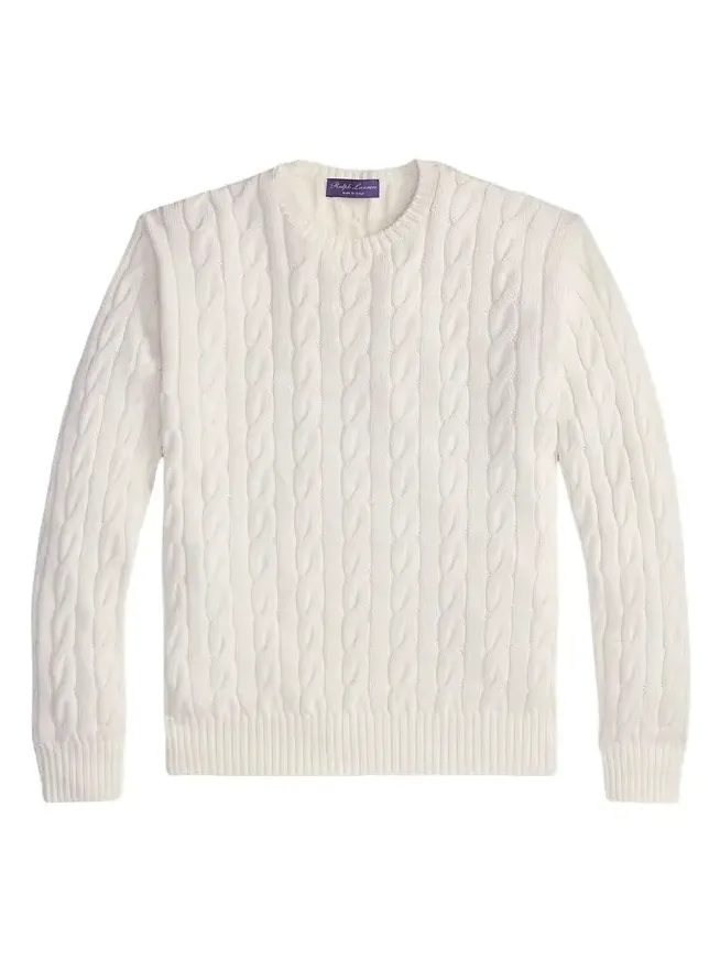 Men's Cotton and Silk Cable Knit Crewneck Sweater Men's Cotton and Silk Cable Knit Crewneck Sweater