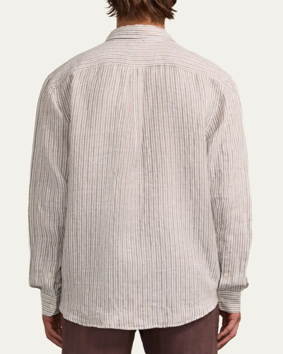 Frescobol Carioca Men's Cotton Stripe Button-Down Shirt | Thumbnail 3 Frescobol Carioca Men's Cotton Stripe Button-Down Shirt | Thumbnail 3