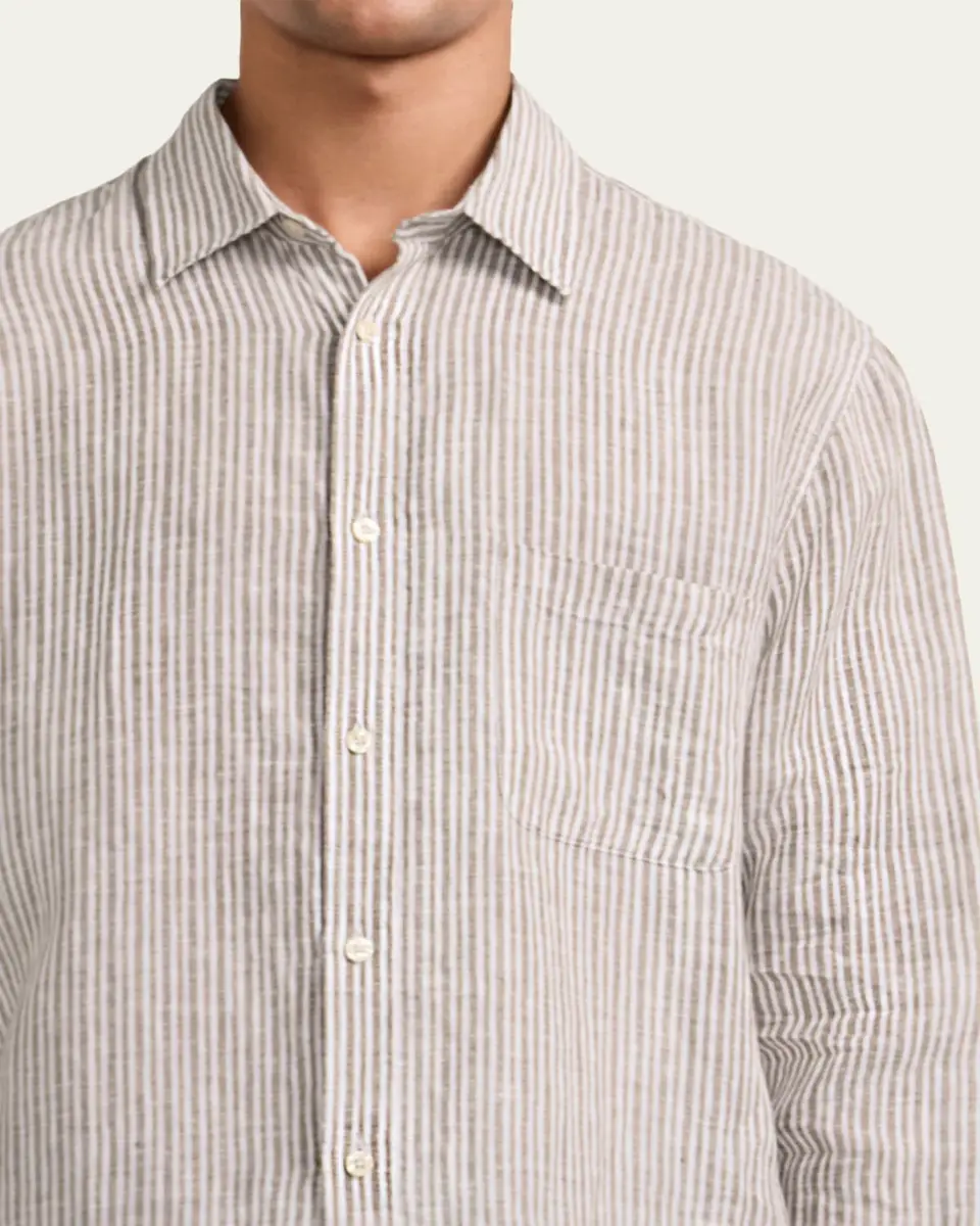 Frescobol Carioca Men's Cotton Stripe Button-Down Shirt | Thumbnail 4 Frescobol Carioca Men's Cotton Stripe Button-Down Shirt | Thumbnail 4