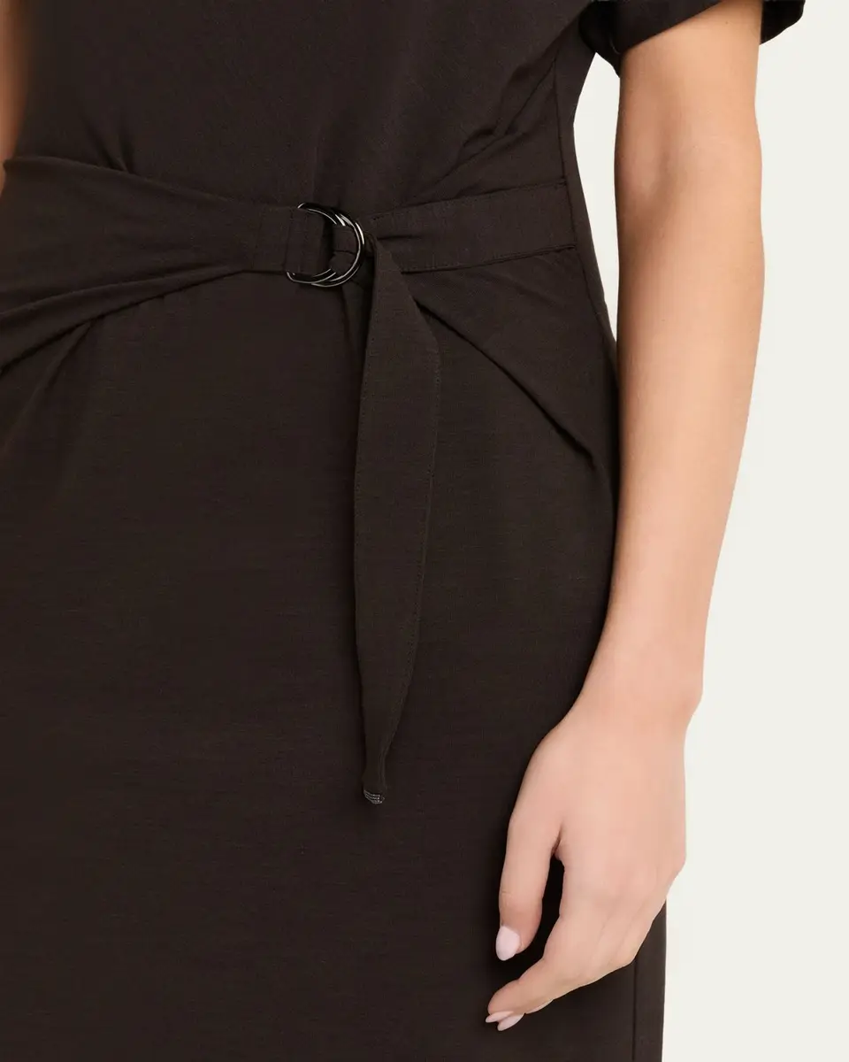 Brunello Cucinelli Wrap-Waist Midi Dress w/ Monili | Thumbnail 5