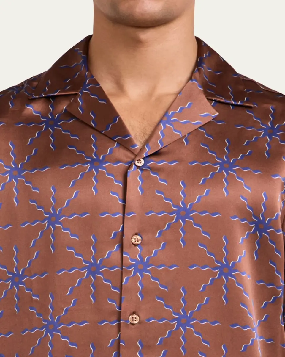 Frescobol Carioca Men's Silk Sol-Printed Short-Sleeve Camp Shirt | Thumbnail 4 Frescobol Carioca Men's Silk Sol-Printed Short-Sleeve Camp Shirt | Thumbnail 4