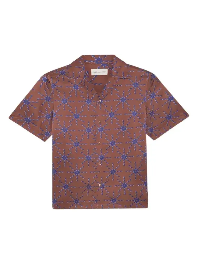 Men's Silk Sol-Printed Short-Sleeve Camp Shirt Men's Silk Sol-Printed Short-Sleeve Camp Shirt
