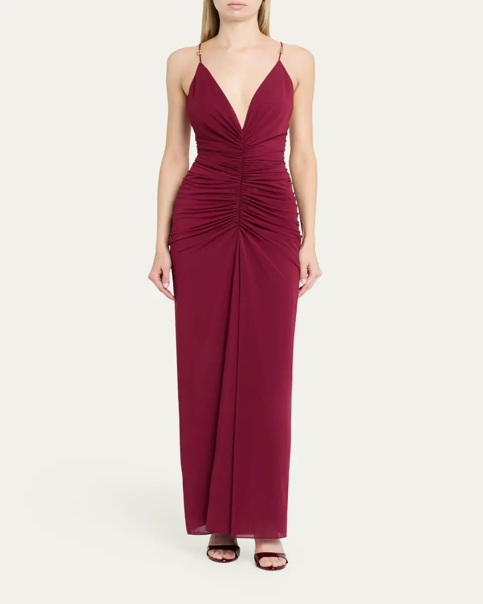 Ronny Kobo Anya Ruched Tissue Jersey Column Gown | Thumbnail 2