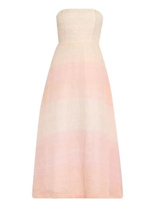 Odette Strapless Threaded Silk Midi Dress Odette Strapless Threaded Silk Midi Dress