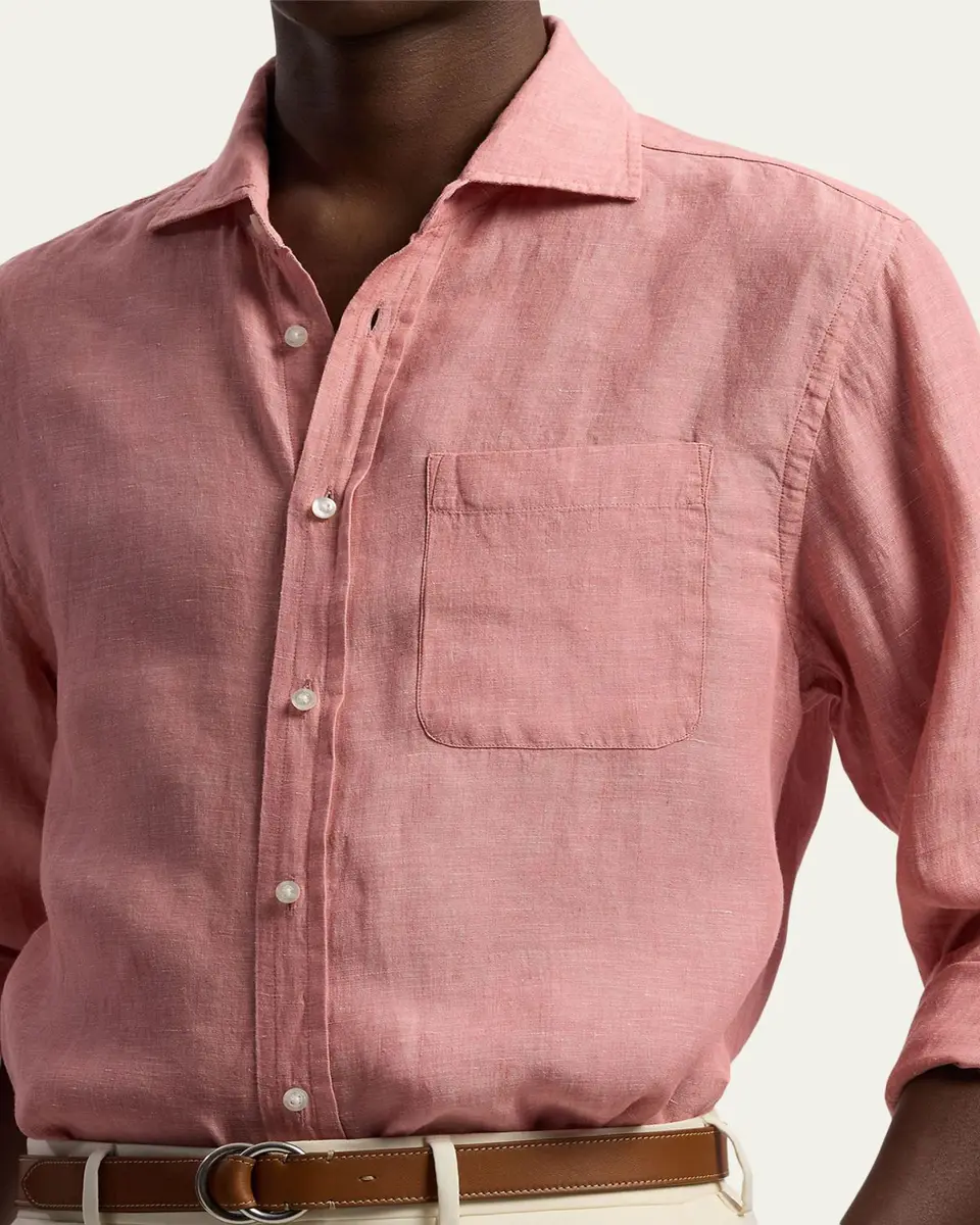 Ralph Lauren Purple Label Men's Linen Chambray Shirt | Thumbnail 5 Ralph Lauren Purple Label Men's Linen Chambray Shirt | Thumbnail 5